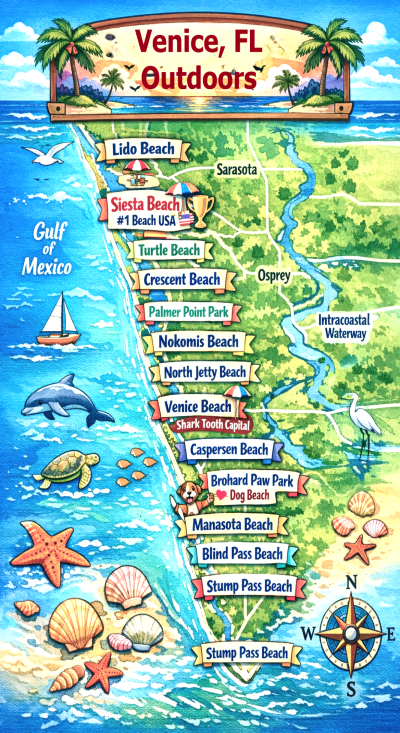 Venice Florida beach map